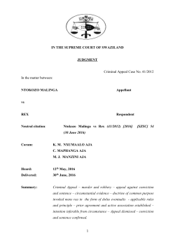IN THE SUPREME COURT OF SWAZILAND JUDGMENT