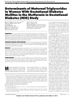 Determinants of Maternal Triglycerides in Women