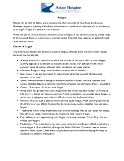 Fatigue Fatigue can be hard to define, since everyone has their own