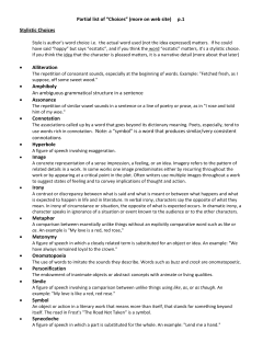 Partial list of &ldquo;Choices&rdquo; (more on web site) p.1 Stylistic Choices