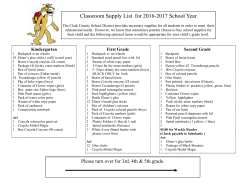 School Supplies List - Wallin Elementary School