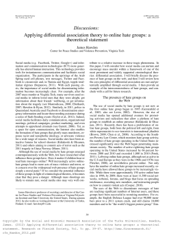 Discussions: Applying differential association theory to online hate