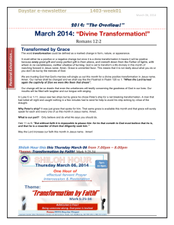 March 2014: &ldquo;Divine Transformation!&rdquo;
