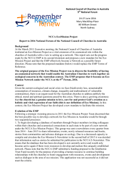 Eco Mission Report NCCA Forum 2016