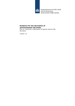 Guidance for the derivation of environmental risk limits, Part 10