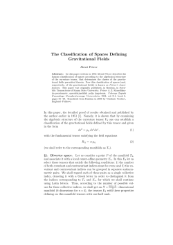 The Classification of Spaces Defining Gravitational Fields