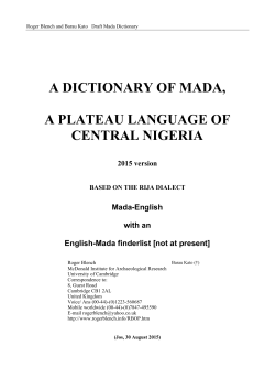 A DICTIONARY OF MADA, A PLATEAU LANGUAGE OF CENTRAL