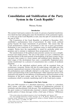 Kl&iacute;ma Michal: Consolidation and Stabilization of the Party System in