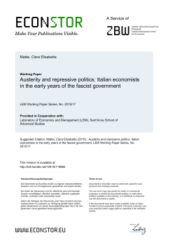 Italian Economists in the Early Years of the Fascist Government