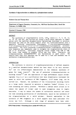 Synthesis of oligonucleotides on cellulose by a phosphotriester