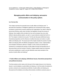 Managing public affairs and lobbying
