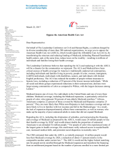 The Leadership Conference Letter in Opposition to the American
