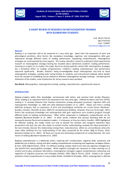 a short review of research on metacognition training with elementary