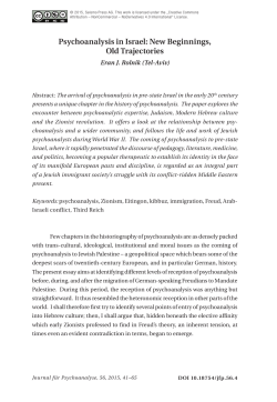 Psychoanalysis in Israel - Journal f&uuml;r Psychoanalyse
