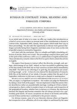 russian in contrast: form, meaning and parallel corpora