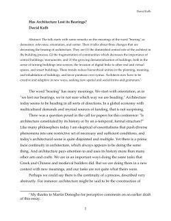 Has Architecture Lost its Bearings?