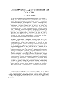 Judicial Deference, Agency Commitment, and Force of Law