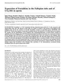 Expression of fractalkine in the Fallopian tube and of CX3CR1 in