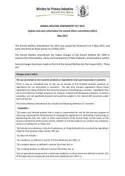 Animal Welfare Amendment Act 2015 - Update and early