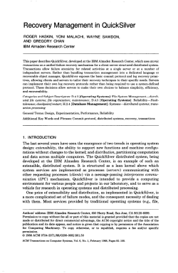 Recovery Management in Quicksilver