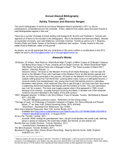 Annual Atwood Bibliography 2011 Ashley Thomson and