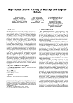 High-Impact Defects - Software Analysis and Intelligence Lab (SAIL)