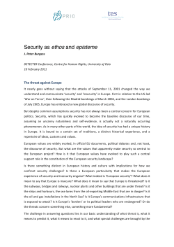 Burgess, Security as ethos and episteme