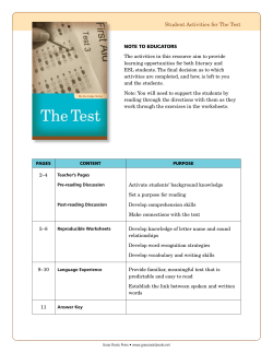 Student Activities for The Test