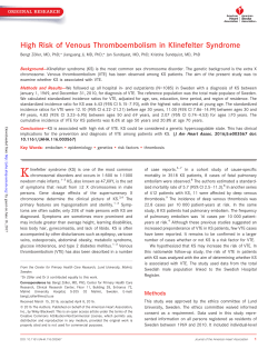 High Risk of Venous Thromboembolism in Klinefelter Syndrome
