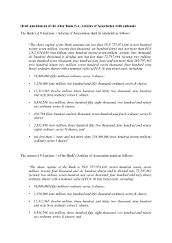 Draft amendment of the Alior Bank S.A. Articles of Association with