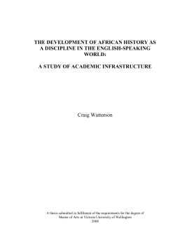 THE DEVELOPMENT OF AFRICAN HISTORY AS A DISCIPLINE IN