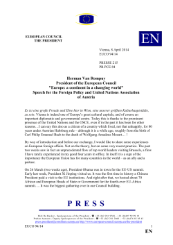 Herman Van Rompuy President of the European Council "Europe: a