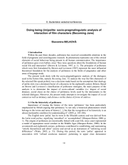 Doing being (im)polite: socio-pragmalinguistic analysis of interaction