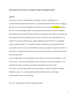 Questionable Word Choice in Scientific Writing in Orthopedic
