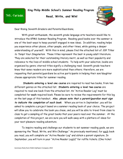 7th Grade Summer Reading 2016 - Copy