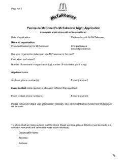 Peninsula McDonald`s McTakeover Night Application
