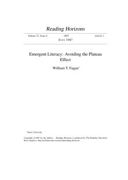 Emergent Literacy: Avoiding the Plateau Effect