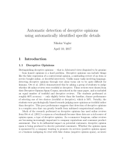 Automatic detection of deceptive opinions using automatically