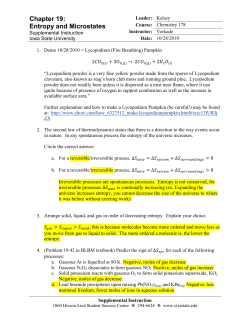 Chapter 19: Entropy and Microstates