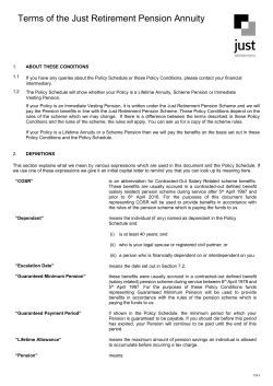 Terms of the Just Retirement Pension Annuity