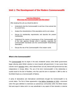 Unit 1: The Development of the Modern Commonwealth