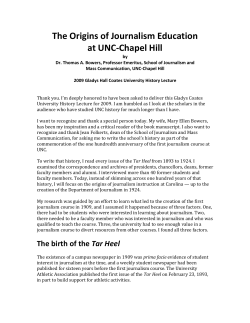 The Origins of Journalism Education at UNC