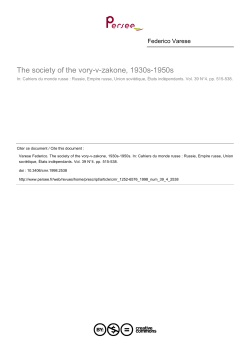 The society of the vory-v-zakone, 1930s-1950s