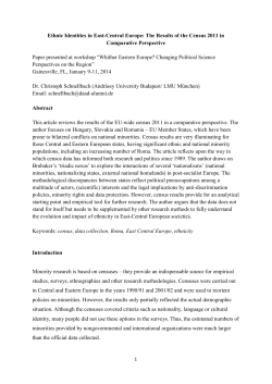 Ethnic Identities in East-Central Europe: The Results