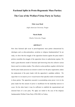 Factional Splits in Proto-Hegemonic Mass Parties