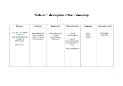 Table with description of the traineeship