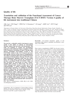 Quality of life Translation and validation of the Functional