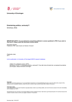 Entertaining politics, seriously?! Schohaus, Birte