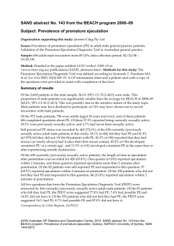 No 143 : Prevalence of premature ejaculation