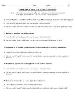 ETYMOLOGY ANALYSIS #3: Put it Into Practice